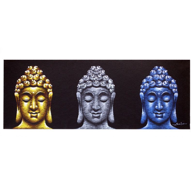 Buddha Gemälde - Drei Köpfe - Schwarz