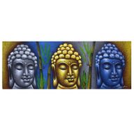 Buddha Gemälde - Drei Köpfe mit Bambus