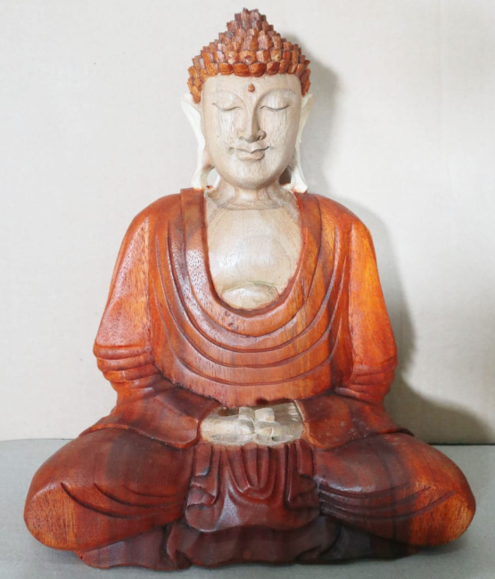 Handgeschnitzter Buddha - 30cm Hände im Schoß