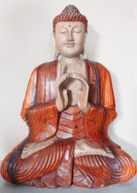 Handgeschnitzter Buddha - 60cm Zwei Hände