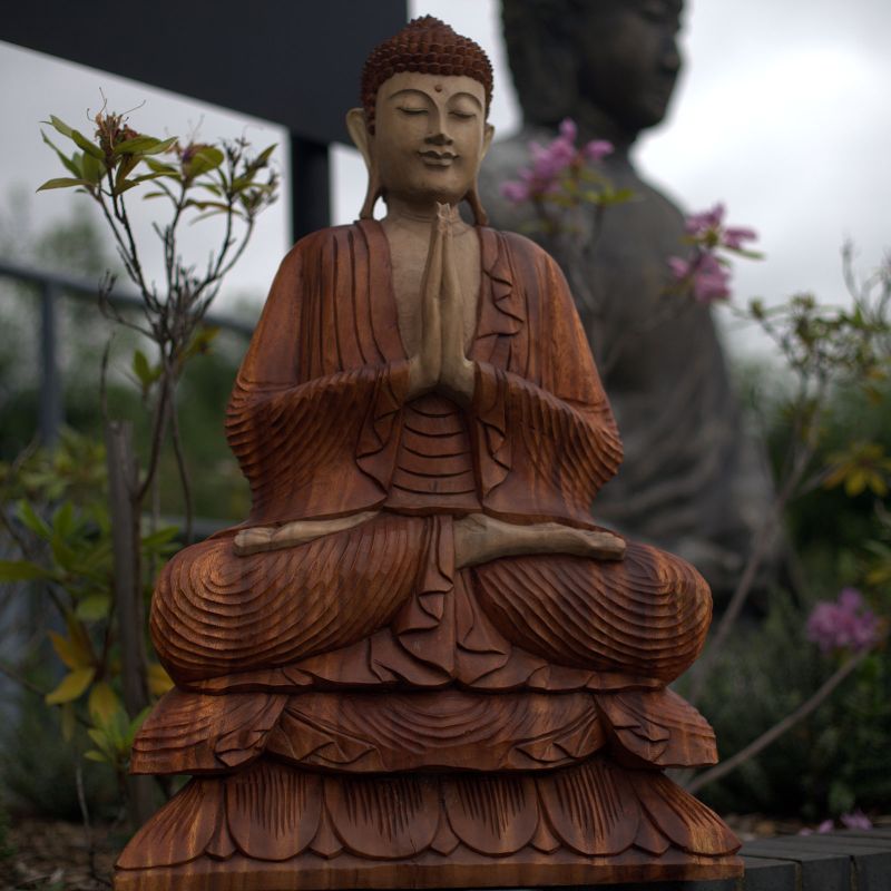 Handgeschnitzter Buddha - 80cm Willkommen