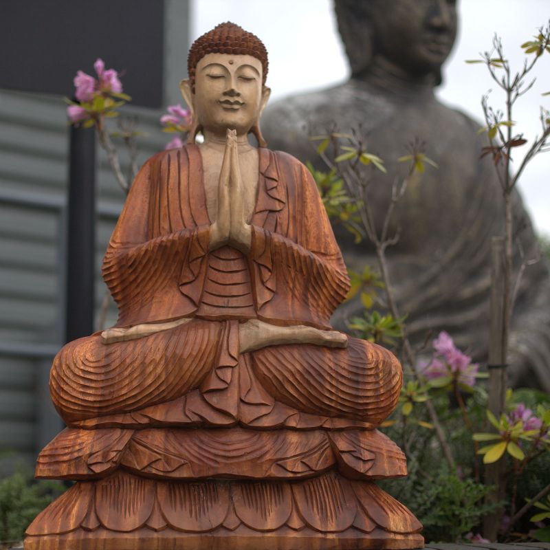 Handgeschnitzter Buddha - 80cm Willkommen