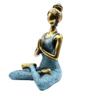 Yoga Lady Figur -  Bronze & Türkis 24cm