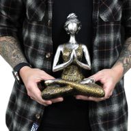 Yoga Lady Figur -  Bronze & Türkis 24cm