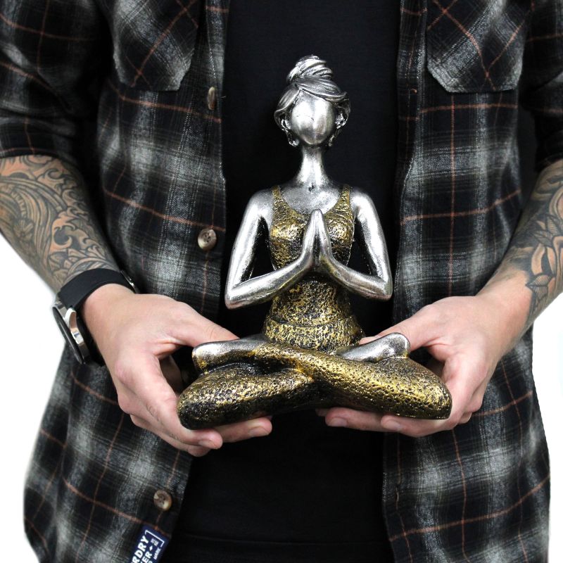 Yoga Lady Figur -  Bronze & Türkis 24cm