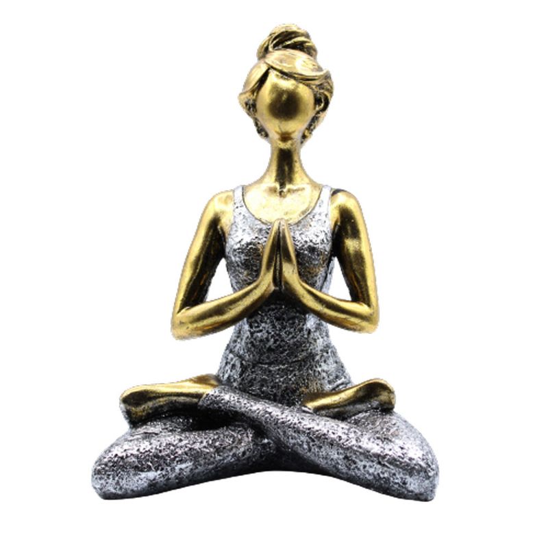 Yoga Lady Figur -  Bronze & Silver 24cm