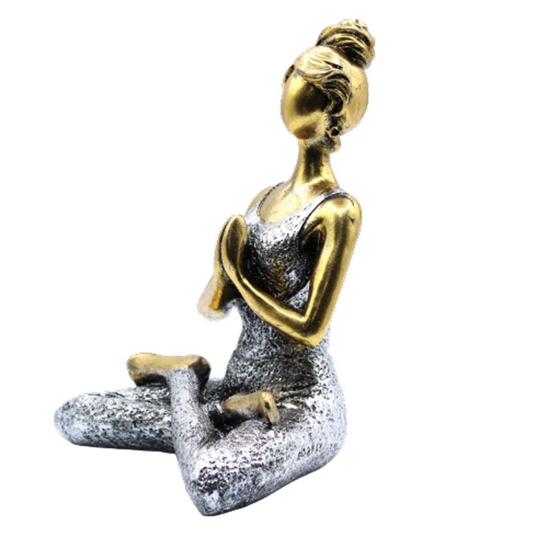 Yoga Lady Figur -  Bronze & Silver 24cm