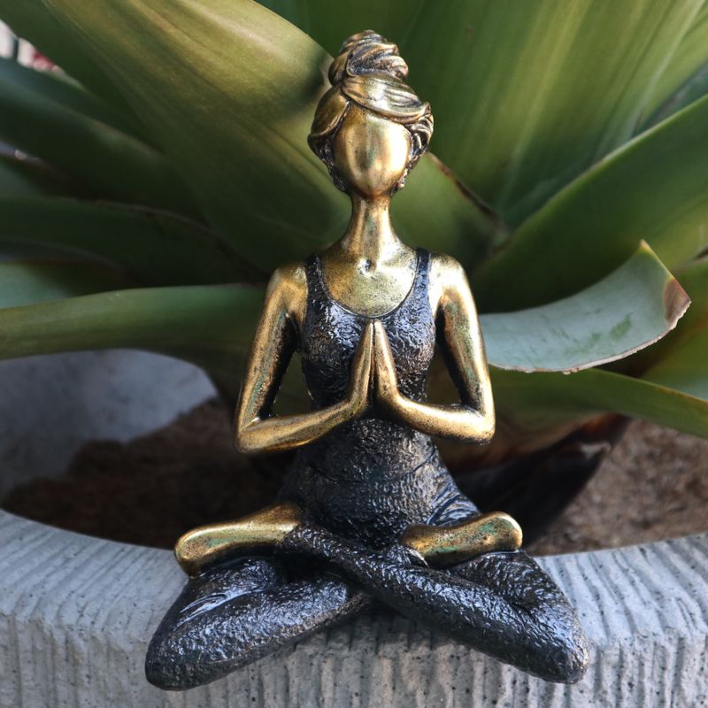 Yoga Lady Figur -  Bronze & Schwarz 24cm