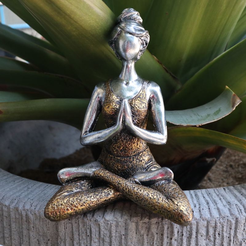Yoga Lady Figur -  Silver & Gold 24cm