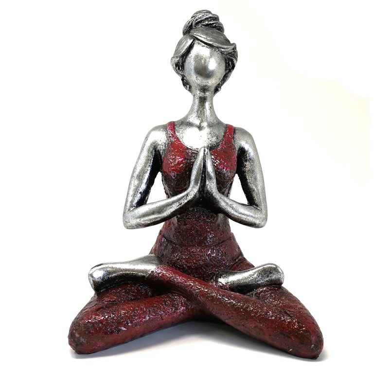 Yoga Lady Figur -  Silver & Bordeaux 24cm