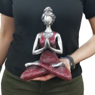 Yoga Lady Figur -  Silver & Bordeaux 24cm