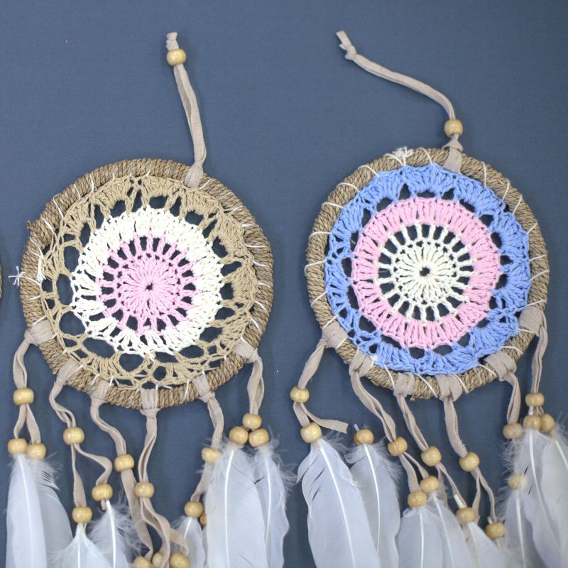 Pastellrosa Macramé Traumfänger 12cm (verschiedene)