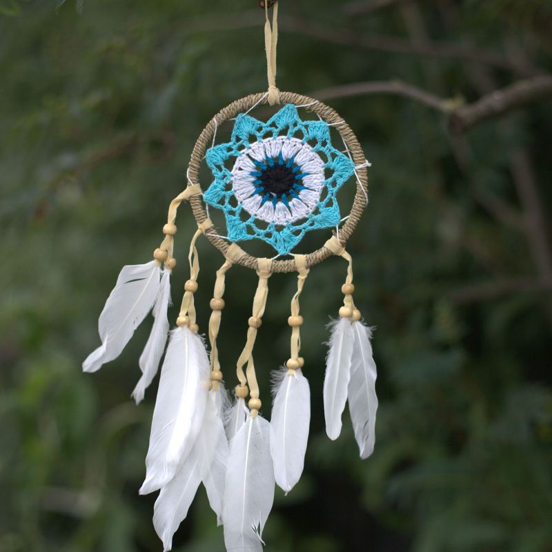 Pastellblauer Macramé-Traumfänger 12cm (verschiedene)