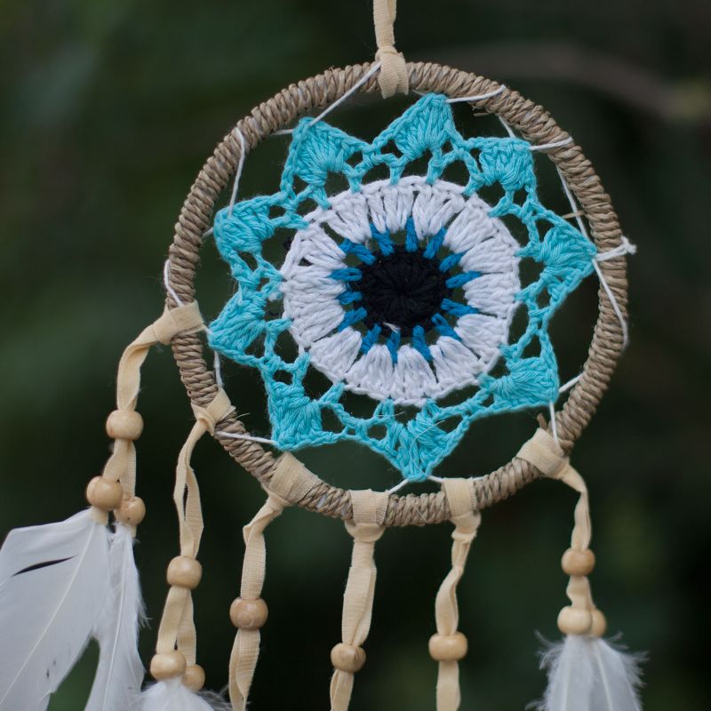 Pastellblauer Macramé-Traumfänger 12cm (verschiedene)