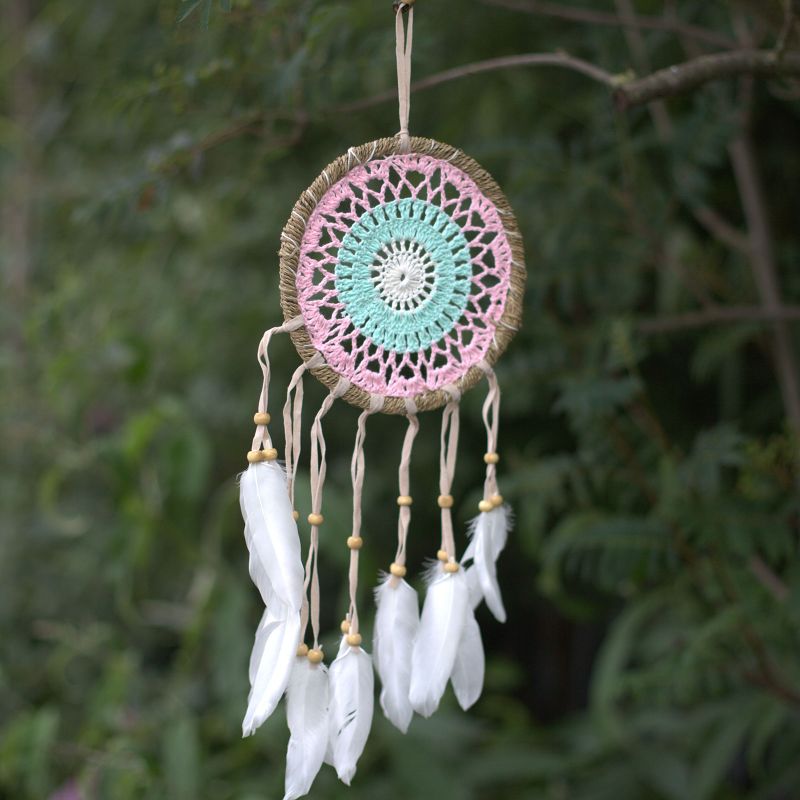 Pastellrosa Macramé Traumfänger 16cm (verschiedene)