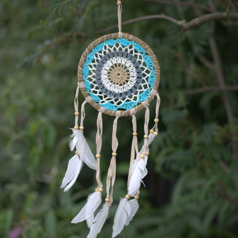Pastellblauer Macramé-Traumfänger 16cm (averschiedene)