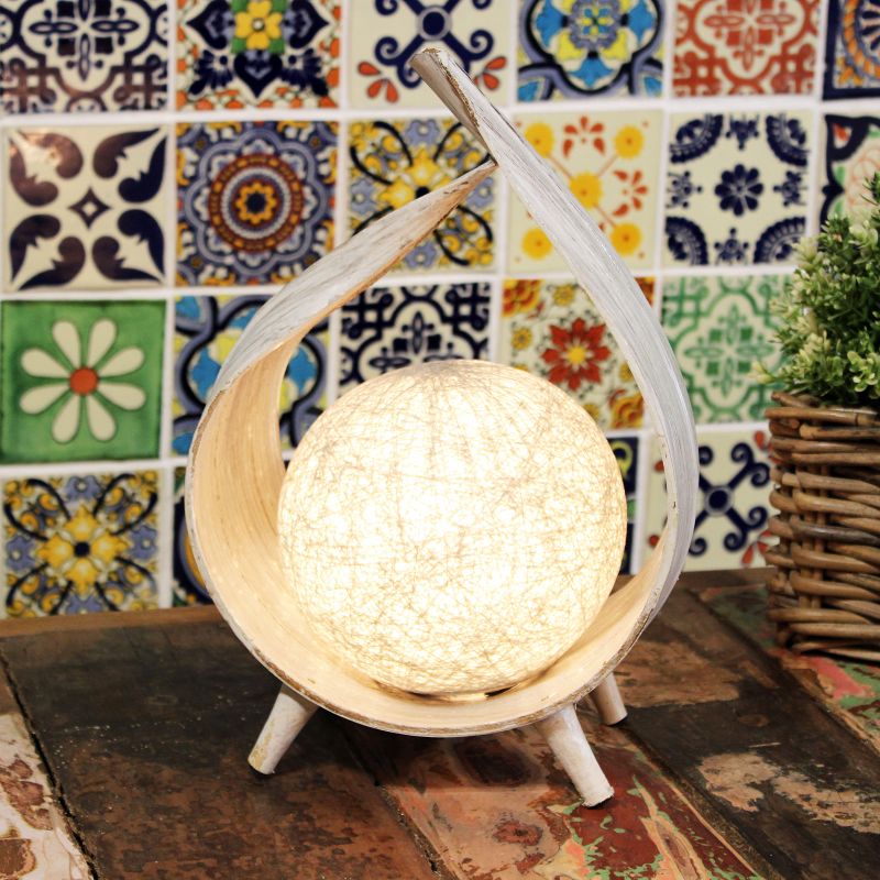 Natürliche Kokosnusslampe - Weiß Gewaschen
