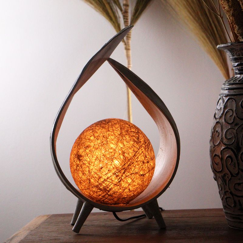 Natürliche Kokosnusslampe - Weiß Gewaschen