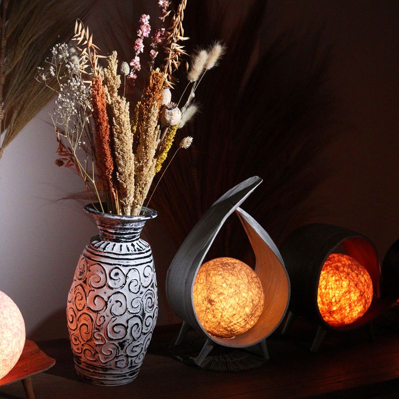 Natürliche Kokosnusslampe - Grau Gewaschen