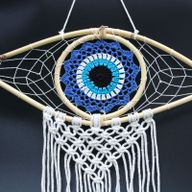Schutz-Traumfänger- Mittleres Makramee böser Blick Blau/Weiß/Schwarz