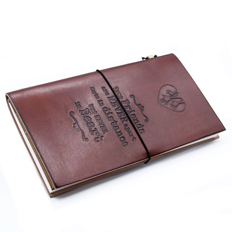 Handgemachtes Ledertagebuch - Wahre Freunde - Brown (80 Seiten)