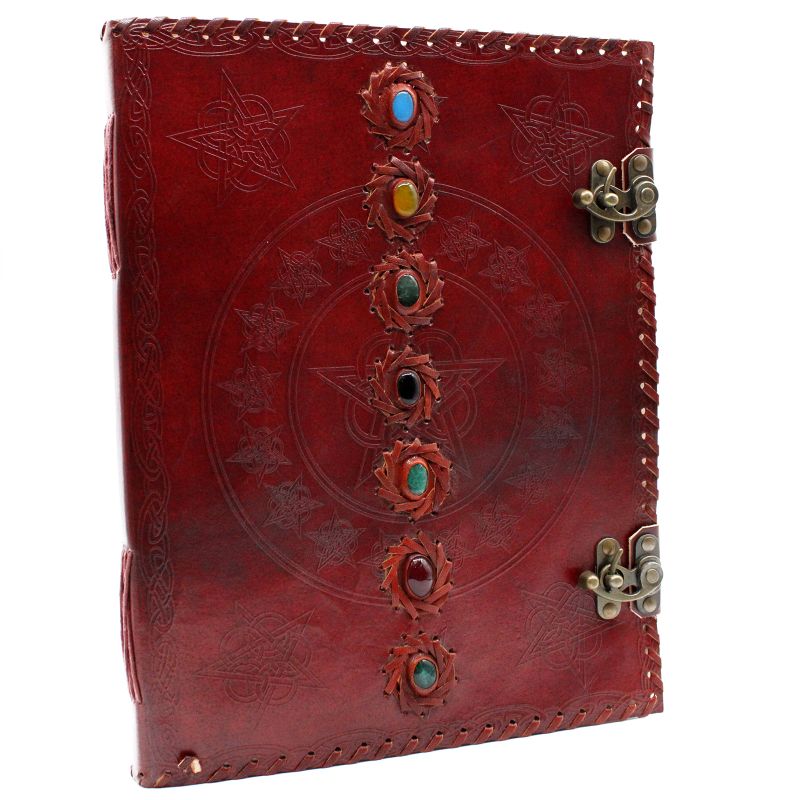 Großes 7 Chakra Lederbuch- 25x32.5cm  (200 Seiten)
