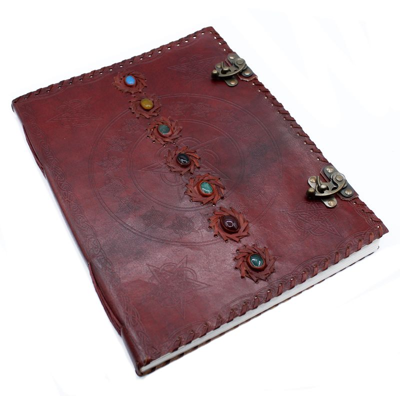 Großes 7 Chakra Lederbuch- 25x32.5cm  (200 Seiten)