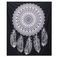 B&W Doppelte Tagesdecke aus Baumwolle / Wandbehang - Dreamcatcher