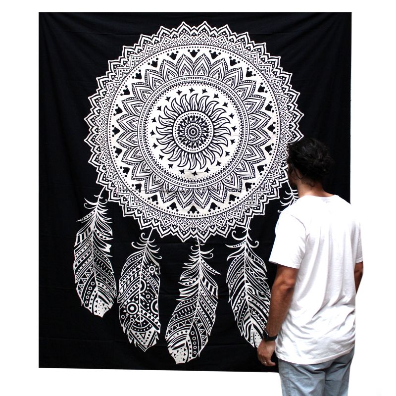 B&W Doppelte Tagesdecke aus Baumwolle / Wandbehang - Dreamcatcher