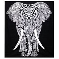 B&W Doppelte Tagesdecke aus Baumwolle / Wandbehang - Elephant