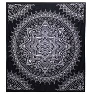 B&W Doppelte Tagesdecke aus Baumwolle / Wandbehang - Lotus Flower