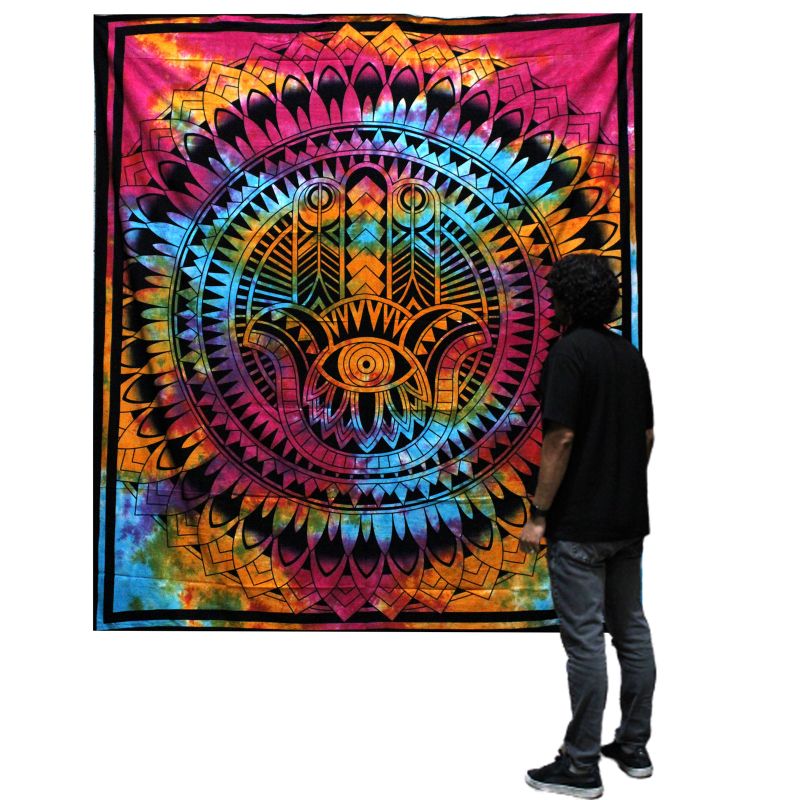 Doppelte Tagesdecke aus Baumwolle / Wandbehang- Hamsa