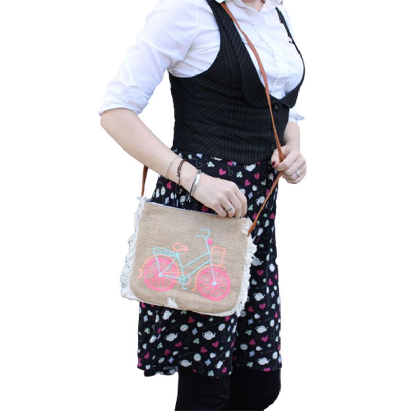 Fransentasche - Sommermuster (bestickt)