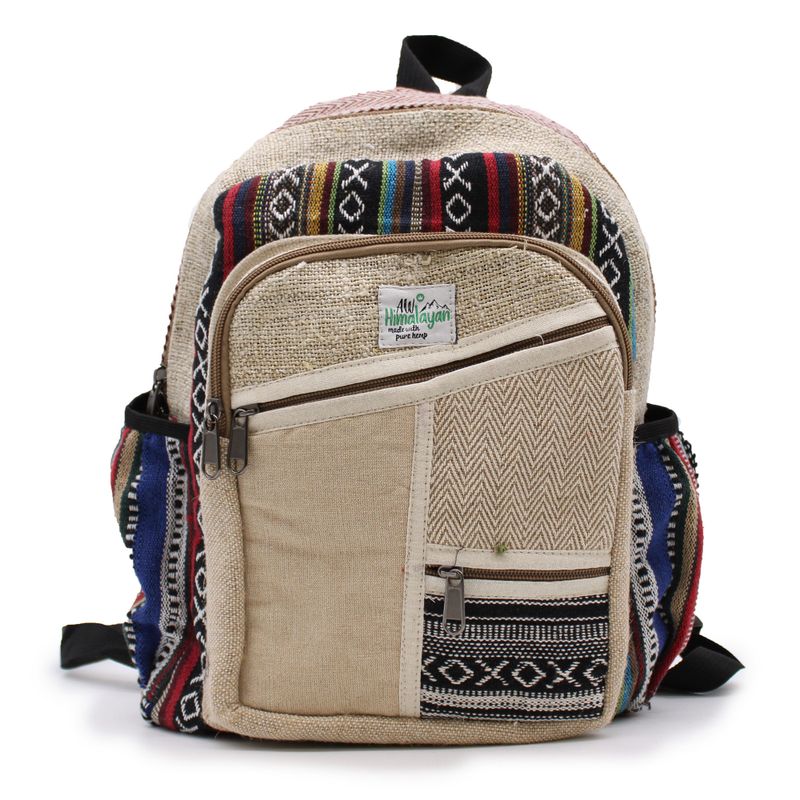 Kleiner Hanf-Rucksack – Zick-Zack-Reißverschluss-Stil