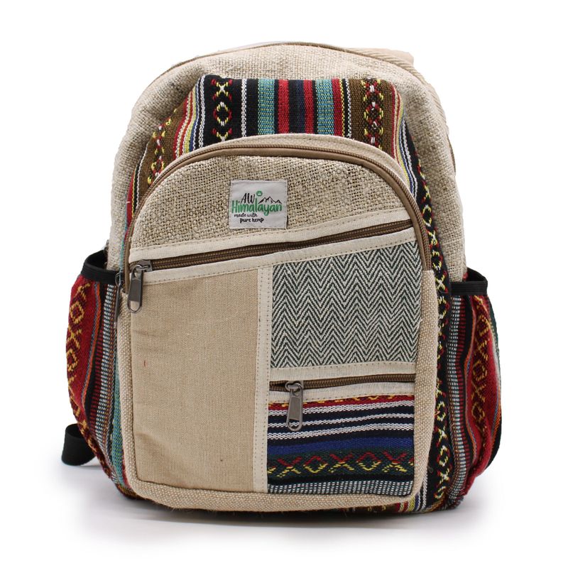 Kleiner Hanf-Rucksack – Zick-Zack-Reißverschluss-Stil