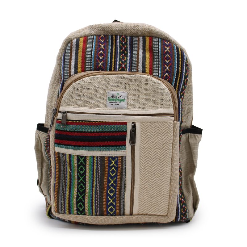 Großer Hanf-Rucksack – Stil mit geraden Reißverschlüssen