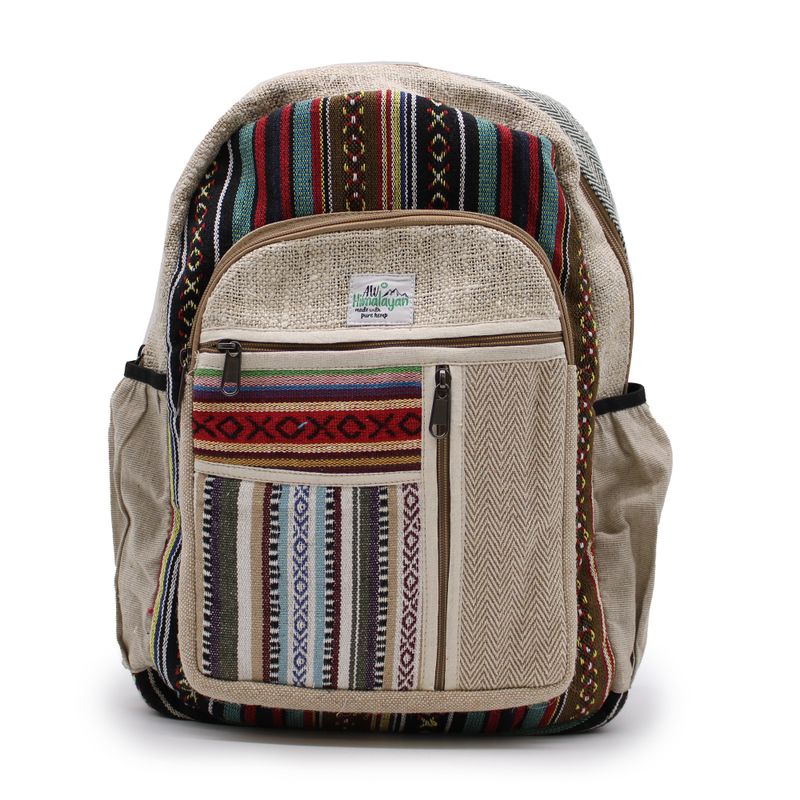 Großer Hanf-Rucksack – Stil mit geraden Reißverschlüssen