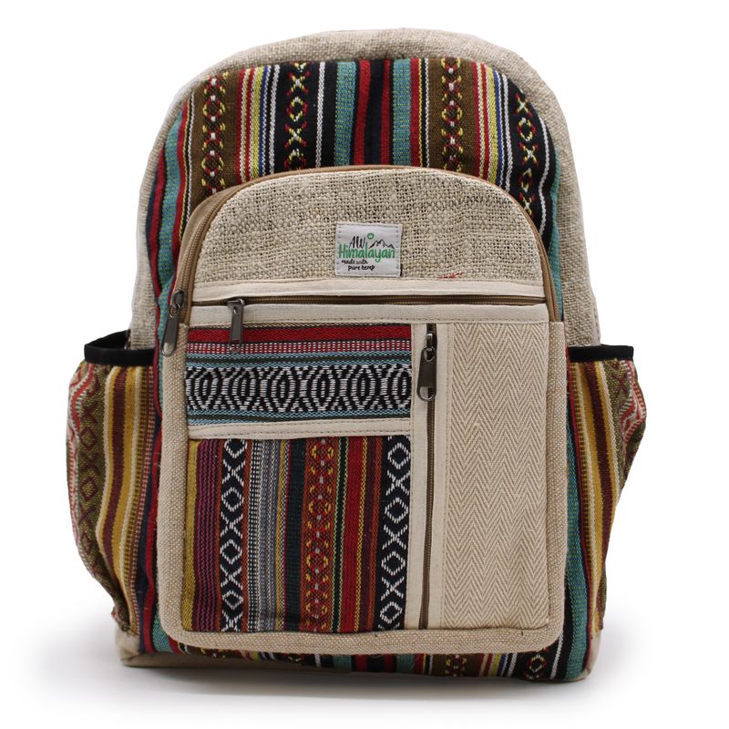 Großer Hanf-Rucksack – Stil mit geraden Reißverschlüssen