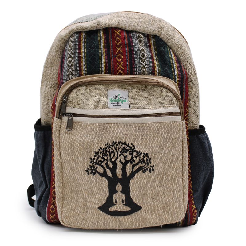 Großer Hanf-Rucksack – Bodhi-Baum-Design