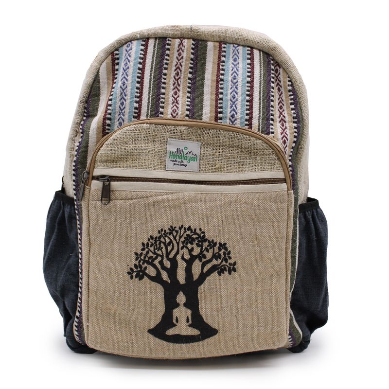 Großer Hanf-Rucksack – Bodhi-Baum-Design