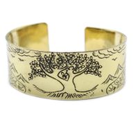 Tibetischer Mantra-Armreif (Messing) - Baum des Lebens
