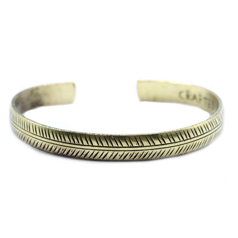 Tibetischer Armreif (Messing) - Kleines Tribal-Blatt