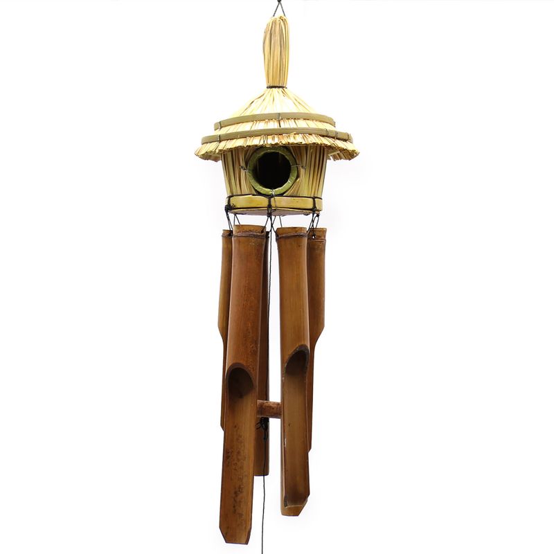 Runde Seegras-Vogelbox mit Glockenspielen 45x17cm