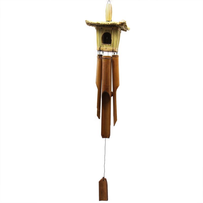Quadratische Seegras-Vogelbox mit Glockenspielen 49x15cm