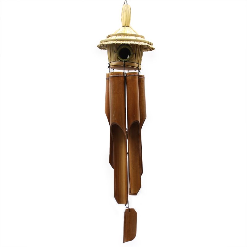 Große runde Seegras-Vogelbox mit Glockenspielen 56x20cm