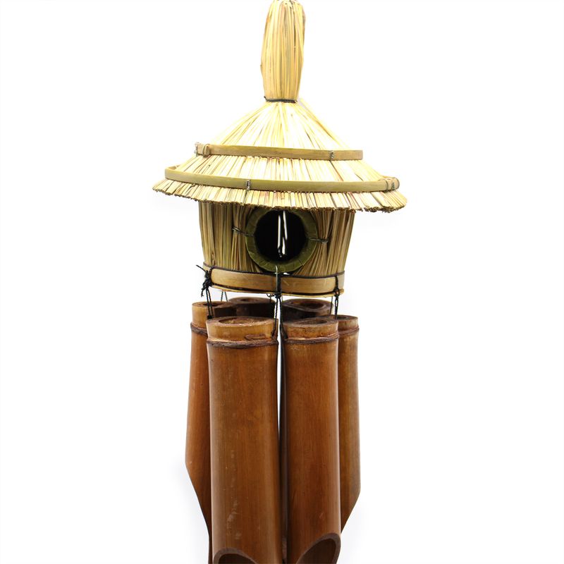 Große runde Seegras-Vogelbox mit Glockenspielen 56x20cm
