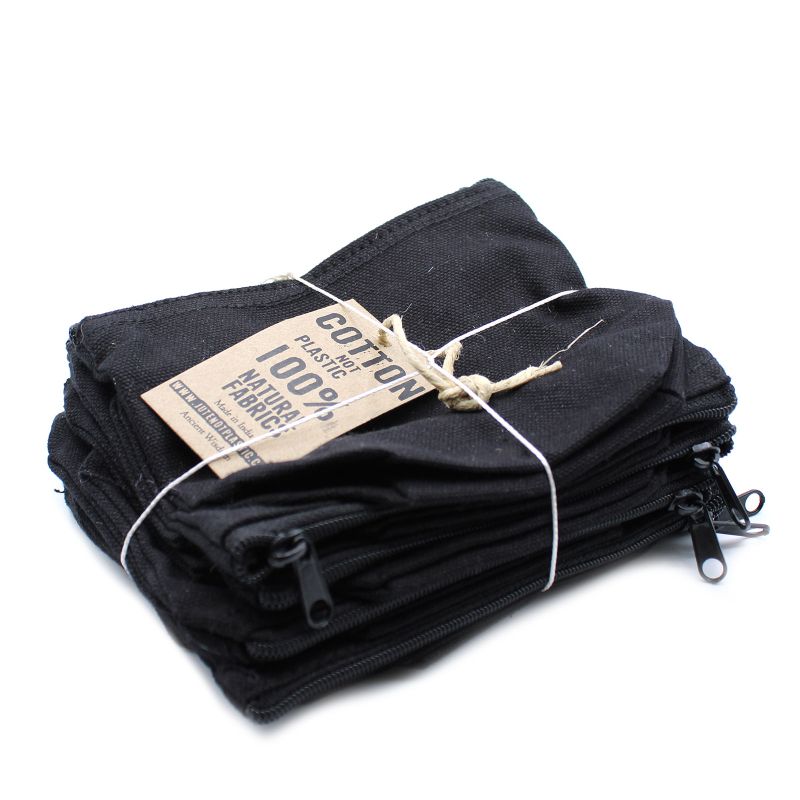 Kulturtasche aus schwarzer Baumwolle 10 oz - Mini-Beutel