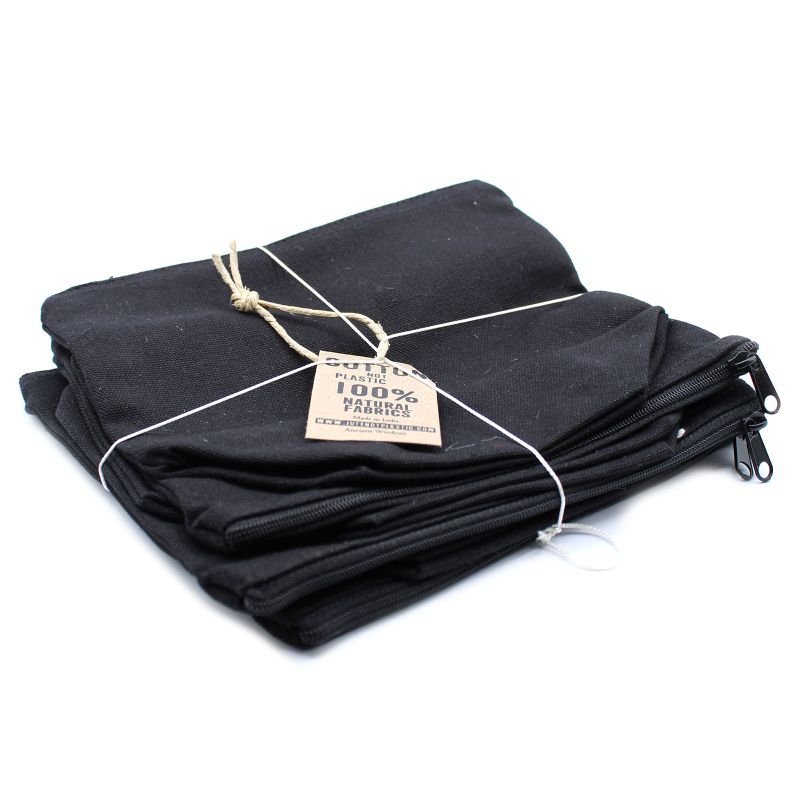 Kulturtasche aus schwarzer Baumwolle, 10 oz – mittlerer Beutel