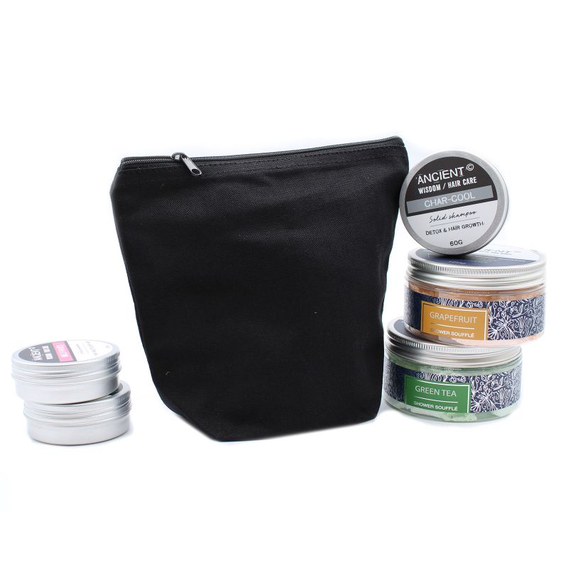 Kulturtasche aus schwarzer Baumwolle, 10 oz – mittlerer Beutel