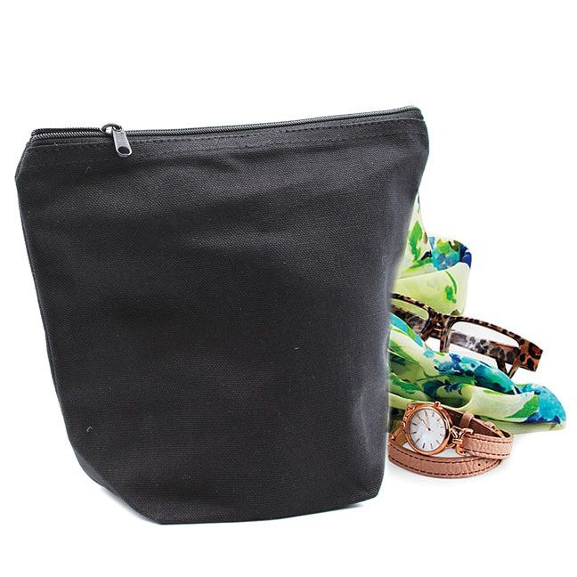 Kulturtasche aus schwarzer Baumwolle, 10 oz – mittlerer Beutel